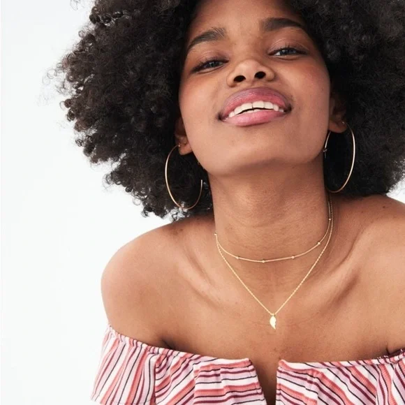 AEROPOSTALE Striped V-Wire Off-The-Shoulder Fit & Flare Mini Dress Size Small - Picture 9 of 12